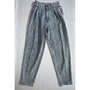 Vintage Women's Osh Kosh Black And White Pinstriped Paper bag Waist Jeans Size 6